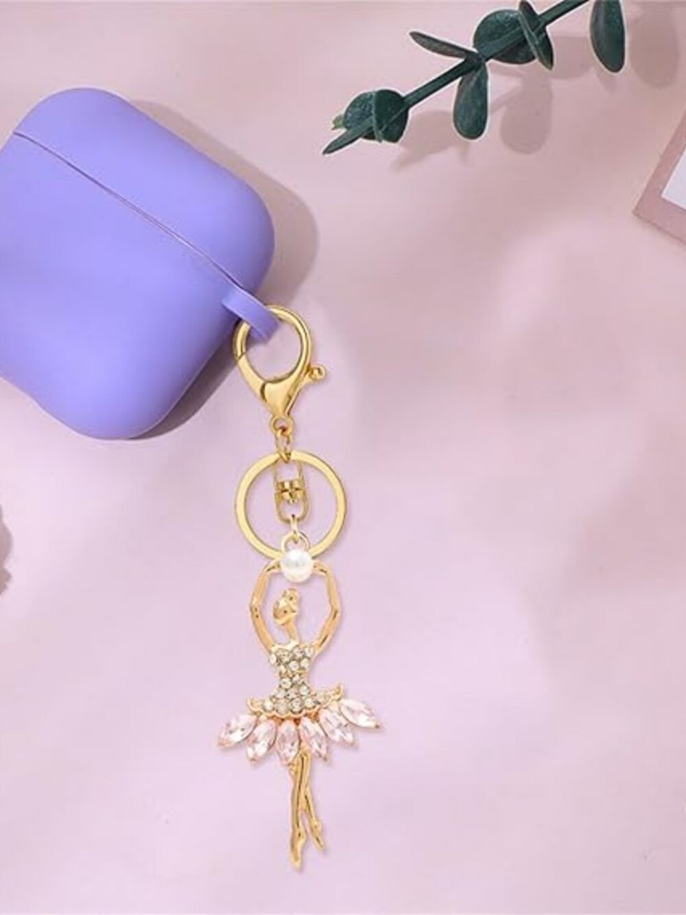 NEW Ballet Keychain Rhinestone Dancing Ballerina for‎ Dancer Backpack Bag Charm